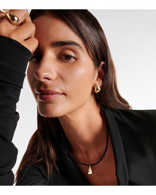 Mateo Metallic Water Droplet 14Kt And Leather Necklace