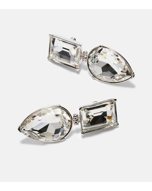 McQueen White Cocktail Crystal-Embellished Earrings