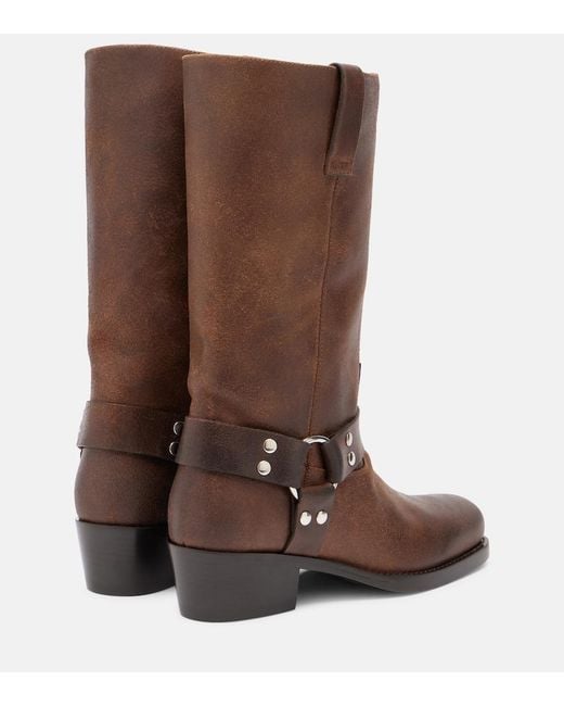Paris Texas Brown Roxy Distressed Leather Biker Boots