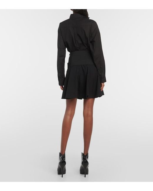 Alaïa Black Belted Wool Miniskirt