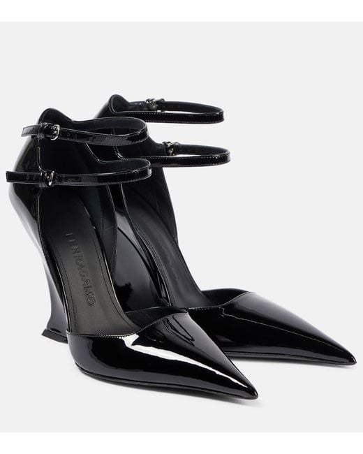 Chaussures Compensees En Cuir Verni Ferragamo en coloris Black