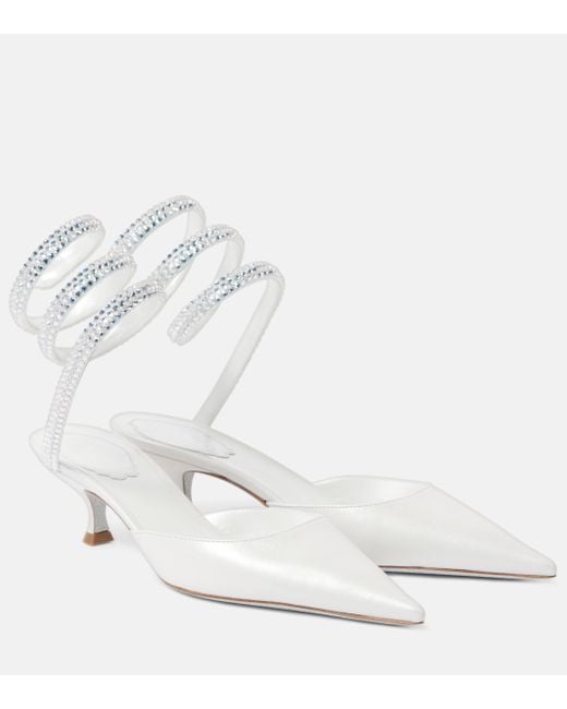 Rene Caovilla White Cleo Embellished Leather Sandals