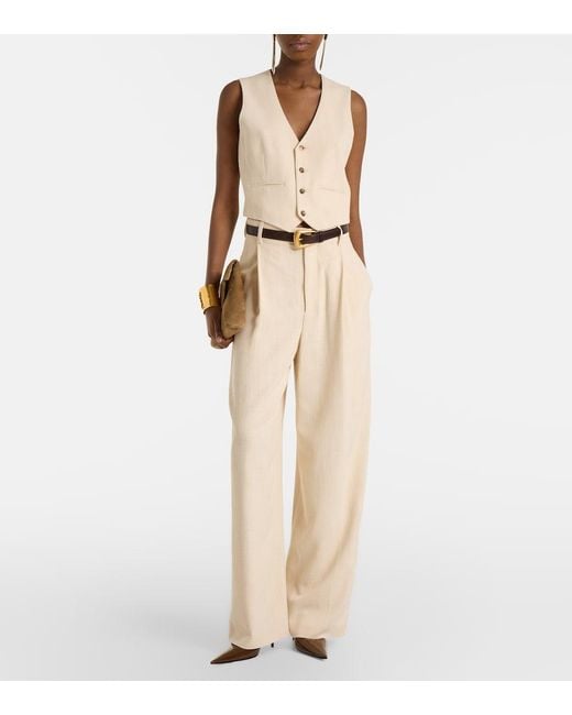 Wardrobe NYC Natural High-Rise Wide-Leg Pants
