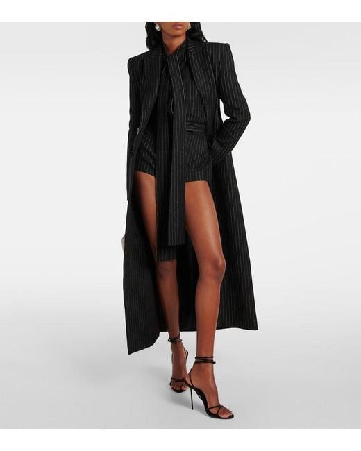 Alex Perry Black Pinstripe Tie-Neck Shirt