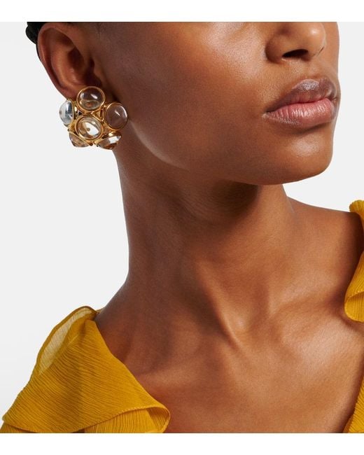 Orecchini A Clip Flower di Saint Laurent in Metallic
