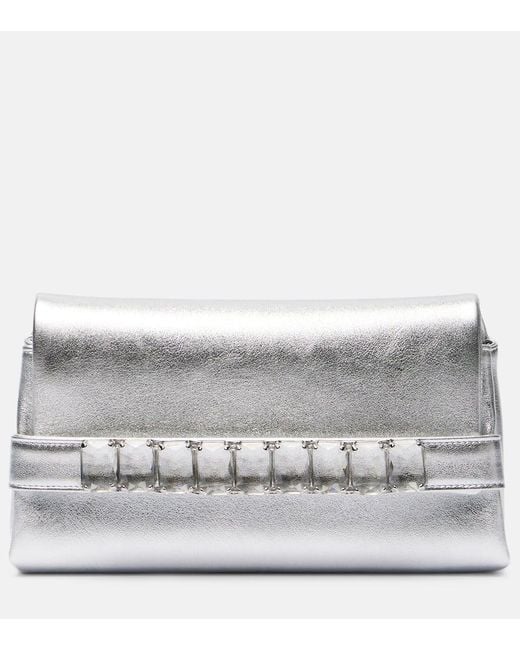 Jimmy Choo Gray Kya Metallic Leather Clutch