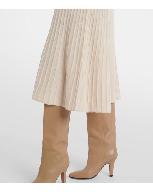 Joseph Natural Ribbed-Knit Wool Midi Dress