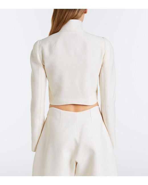 Alaïa White Cropped Wool Jacket