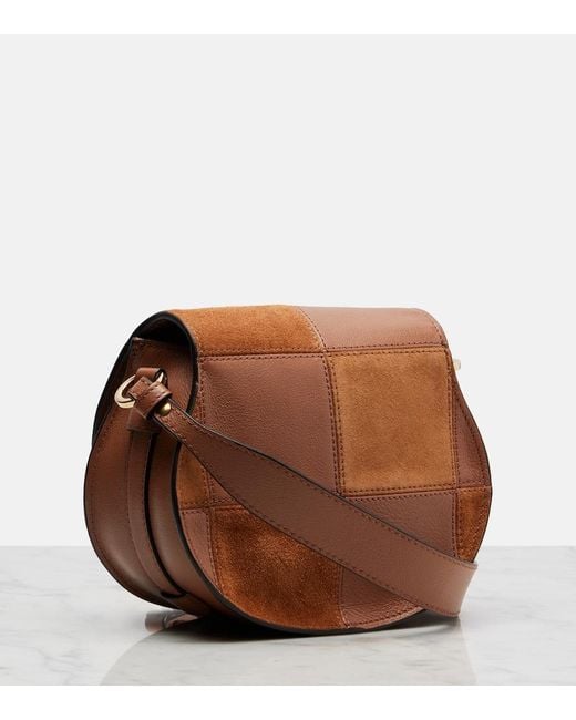 Chloé Brown Marcie Small Leather And Suede Crossbody Bag