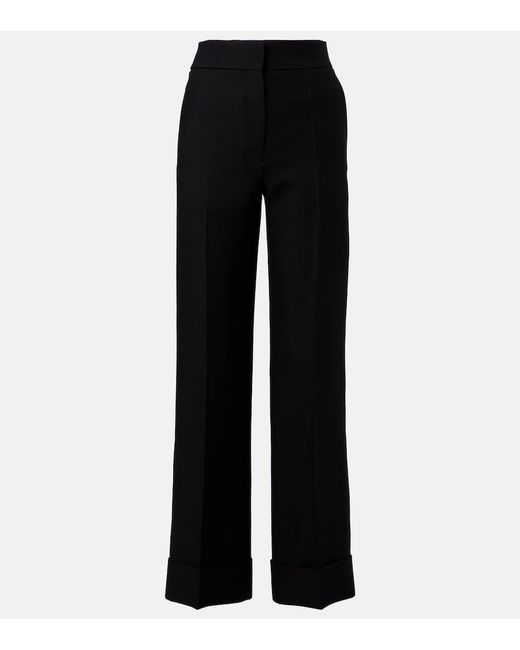 Valentino Black Wool And Silk Wide-Leg Pants
