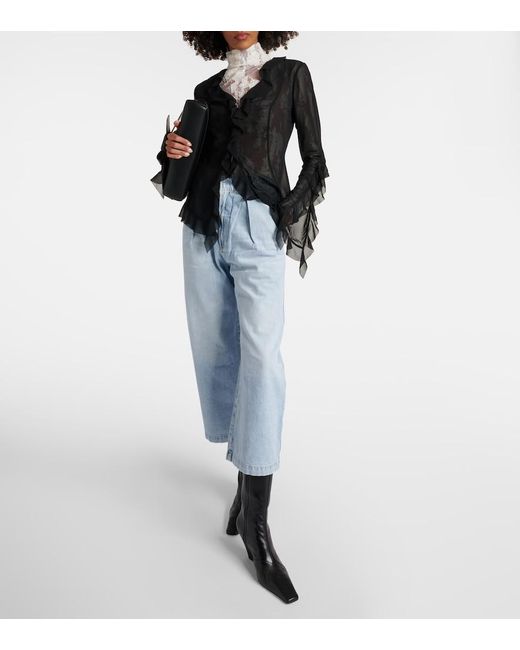 Citizens of Humanity Blue Payton High-Rise Twill Wide-Leg Pants