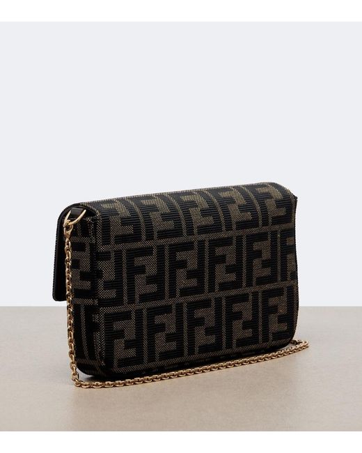 Fendi Black Tube Ff Zucca Jacquard Wallet On Chain
