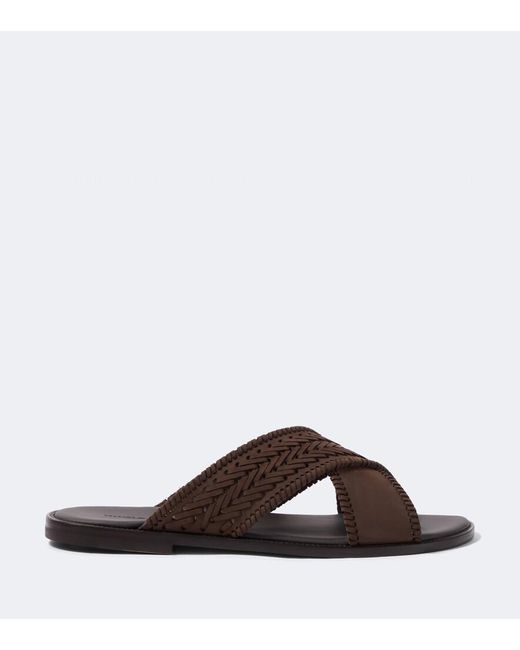 Manolo Blahnik Brown Tex Leather Sandals for men