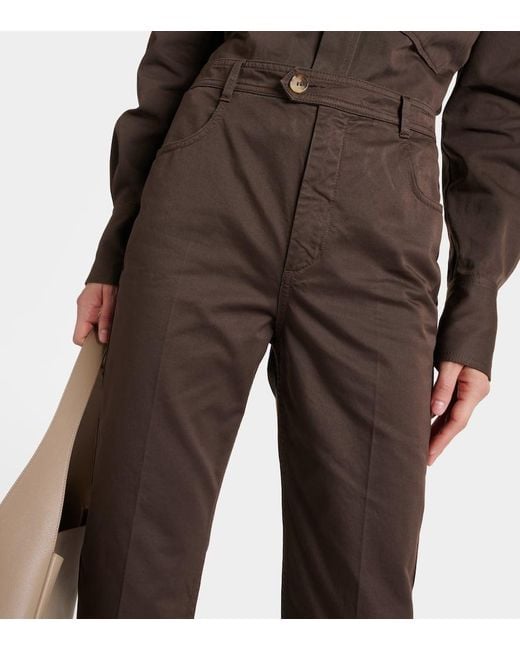Pantalones rectos de algodon Saint Laurent de color Brown