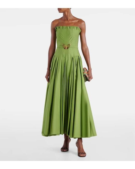 Oscar de la Renta Green Robe Aus Baumwolle