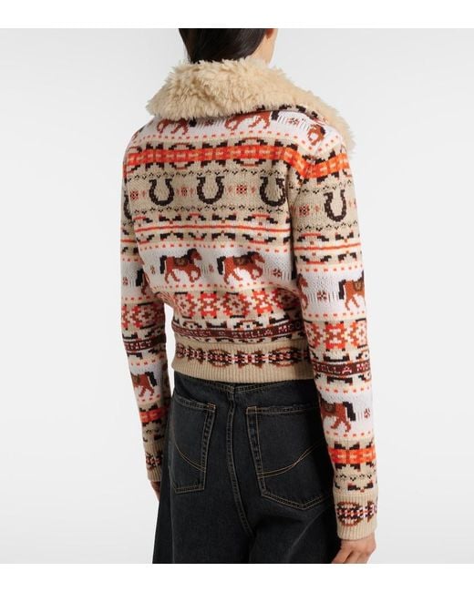Stella McCartney Multicolor Intarsia Virgin Wool Zip-Up Cardigan