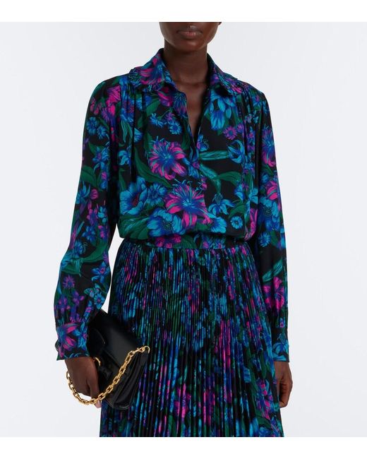 Gucci Blue Flora Silk Shirt