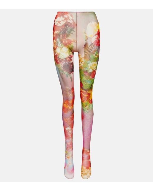 Jean Paul Gaultier Multicolor Flower Tulle leggings