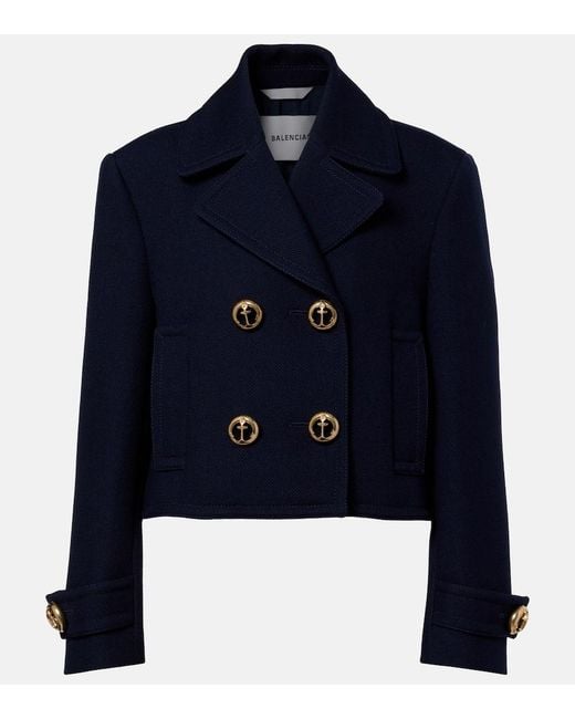 Balenciaga Blue Double-Breasted Wool Jacket