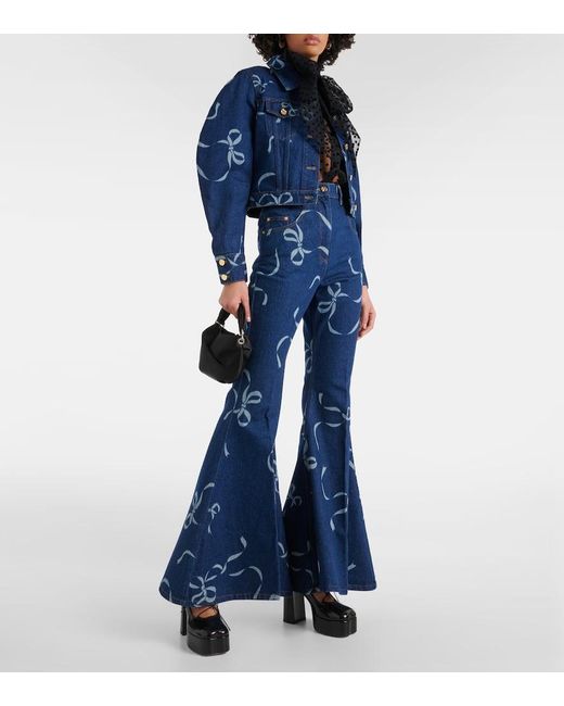 Nina Ricci Blue Bedruckte Flared Jeans