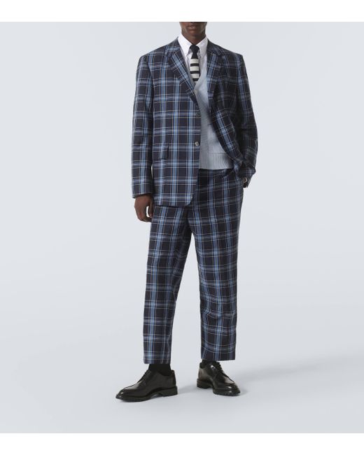 Thom Browne Blue 4-bar Linen And Cotton Cardigan for men