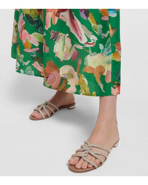 Aquazzura Multicolor Moondust Embellished Leather Slides