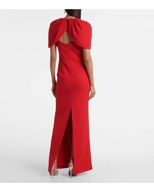 Rebecca Vallance Red Cameron Caped Crepe Gown