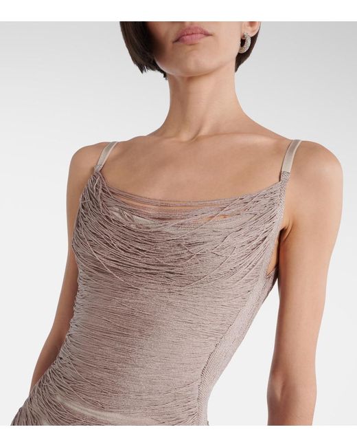 The Attico Brown Fringed Minidress