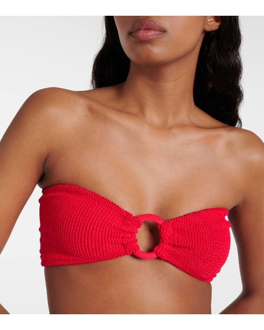 Hunza G Red Gloria Ring-detail Strapless Bikini