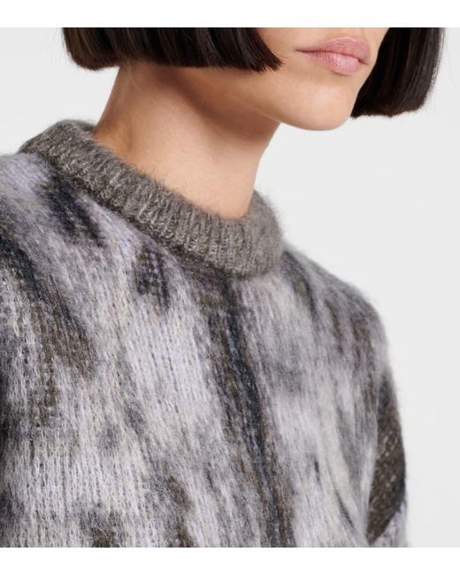 The Attico Gray Leopard-Print Jacquard Sweater