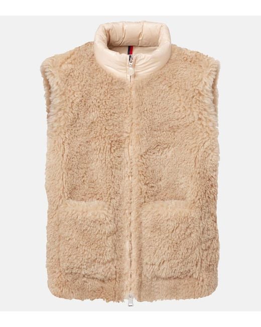 Moncler Natural Logo Faux Fur Down Vest