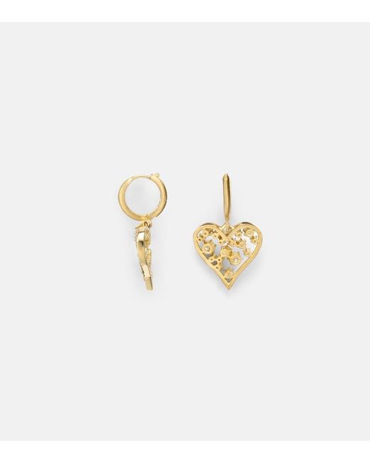 Jade Trau Metallic Margot Heart 18kt Gold Hoop Earrings With Diamonds