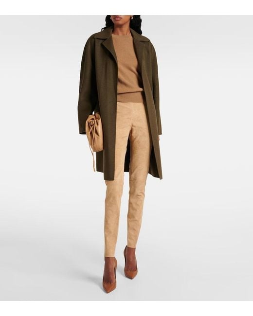 Joseph Natural Mid-Rise Suede Leggings