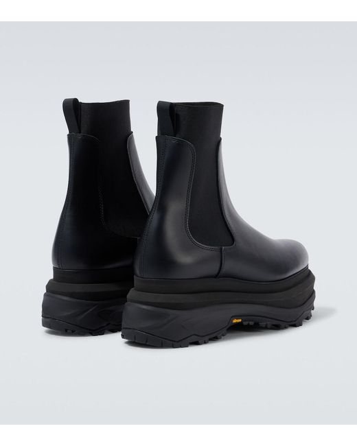 Sacai Black Leather Chelsea Boots for men