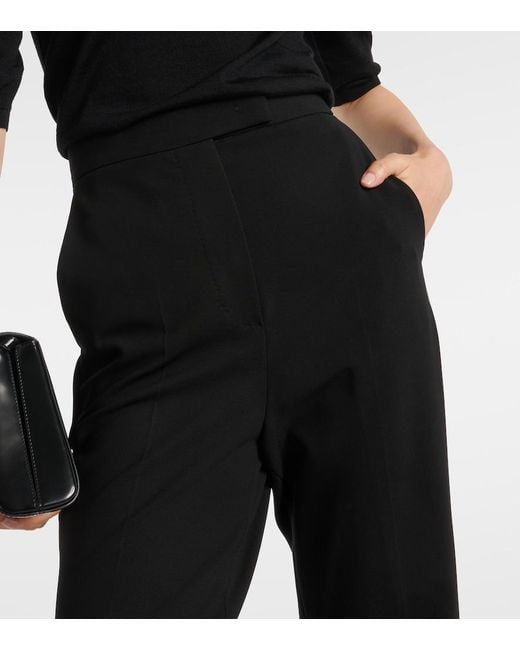Max Mara Black Norcia Pleated Jersey Straight Pants