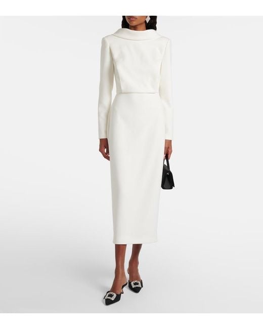 Roland Mouret White Crepe Midi Dress