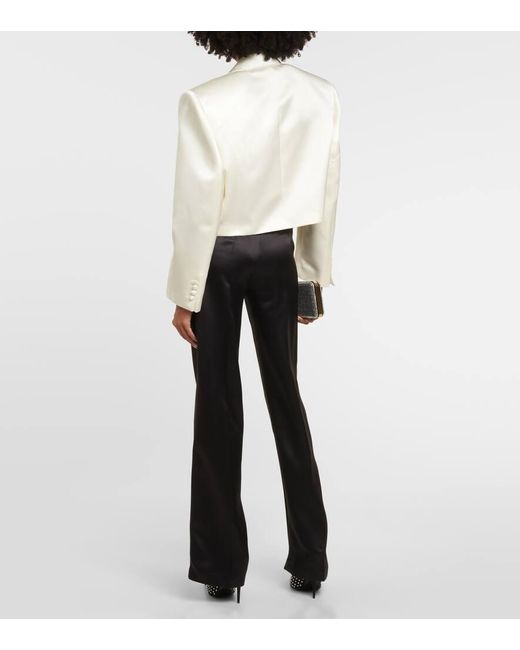 Magda Butrym White Cropped Silk And Wool Blazer