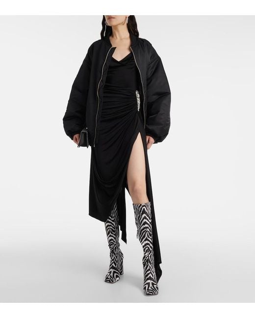 AMINA MUADDI Black Marine Stretch 95 Velvet Knee-High Boots