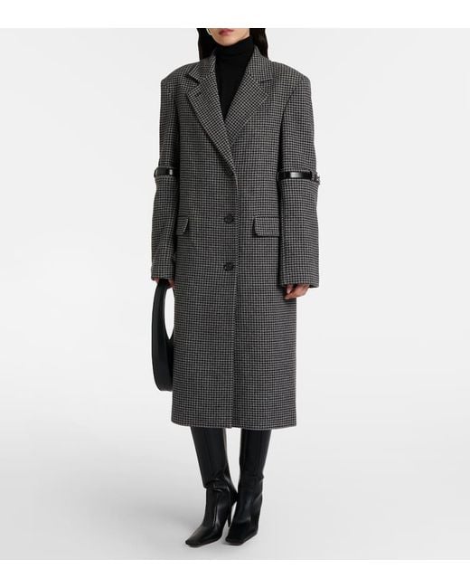 Coperni Gray Houndstooth Wool And Cashmere Coat
