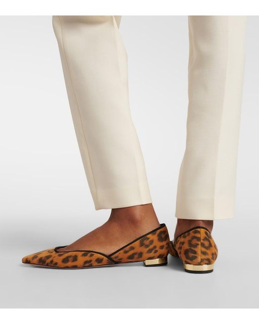 Aquazzura Brown Maia Flay Leather Ballet Flats