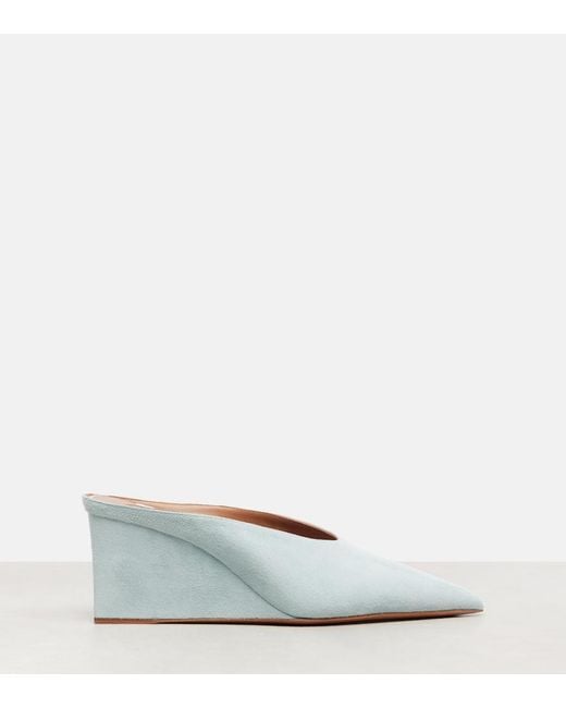 Alaïa White Cube 75 Suede Wedge Mules