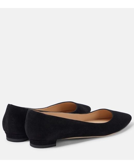 Manolo Blahnik Black Bb Suede Ballet Flats