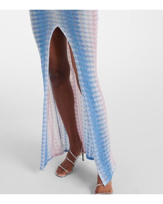 Missoni Blue Maxikleid Aus Haekelstrick