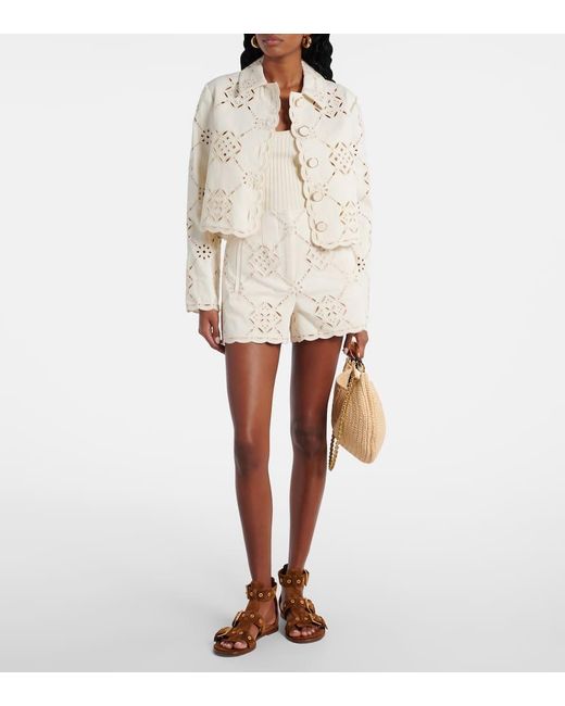 Veronica Beard Natural Cropped-Jacke Adelaide Aus Baumwolle