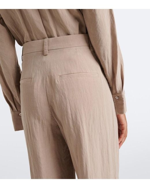 Vince Natural Pleated Wide-Leg Pants