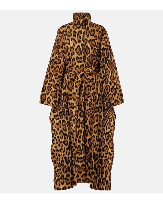 Alaïa Brown Animal-Print Taffeta Trench Coat