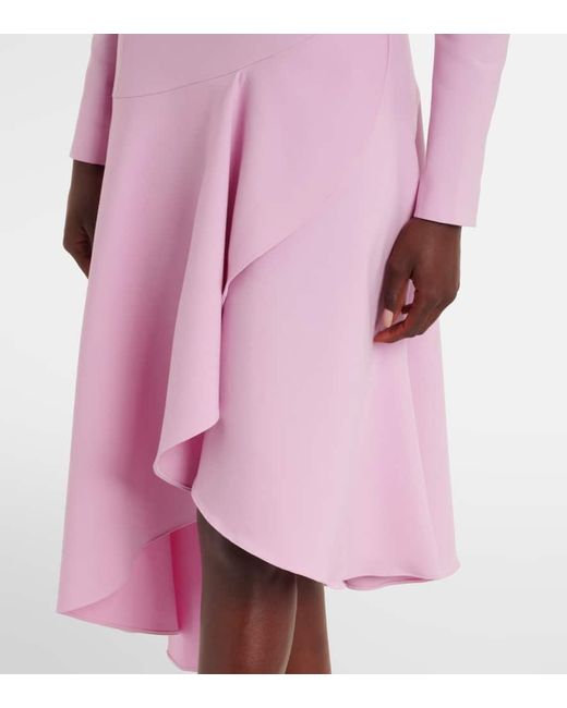 Oscar de la Renta Pink Asymmetric Wool-Blend Cocktail Dress
