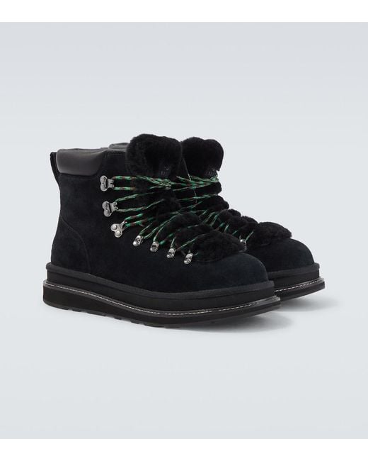 Sacai Black X Ugg Suede And Shearling Hiking Boots for men