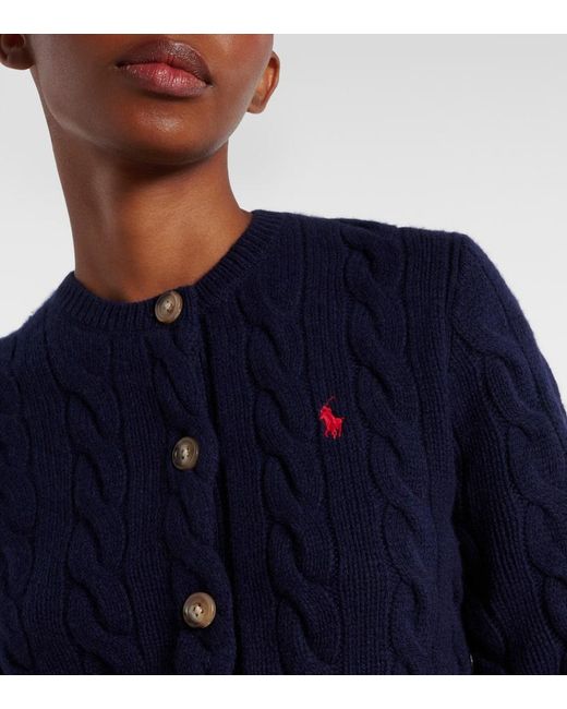 Polo Ralph Lauren Blue Cardigan Pony Aus Wolle Und Kaschmir