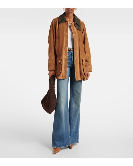 Nili Lotan Brown Jacke Kedem Aus Veloursleder Mit Leder